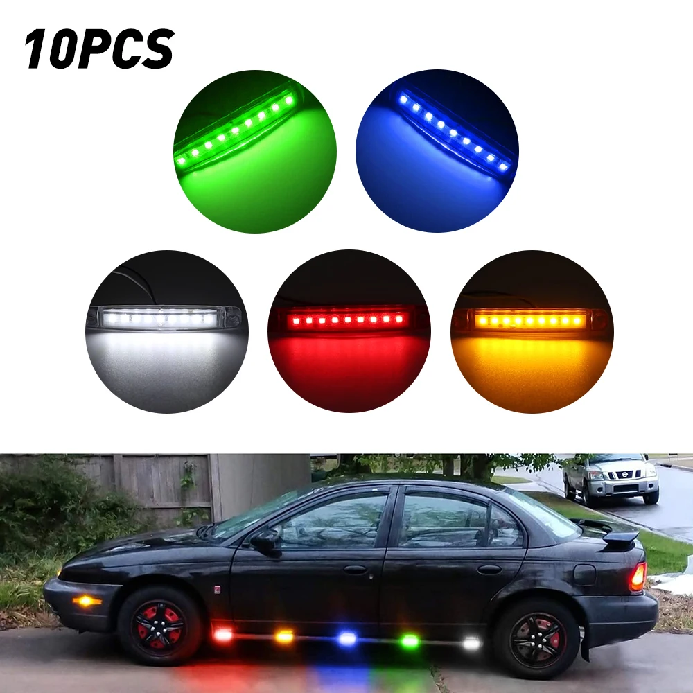 

10 шт. 12-24 В предупреждающий фонарь Супер флюс светодиодный Диод для прицепа грузовика синий желтый белый зеленый красный светодиод Боковой ...