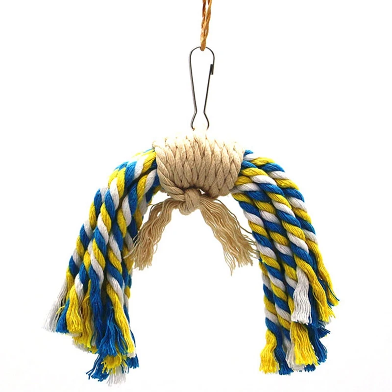 

Funny Bird Chewing Toy Cotton Rope Toy Interactive Parrot Cage Hanging Toy Bird Tearing Toy Parrot Bite Toy Bird Playing Toy