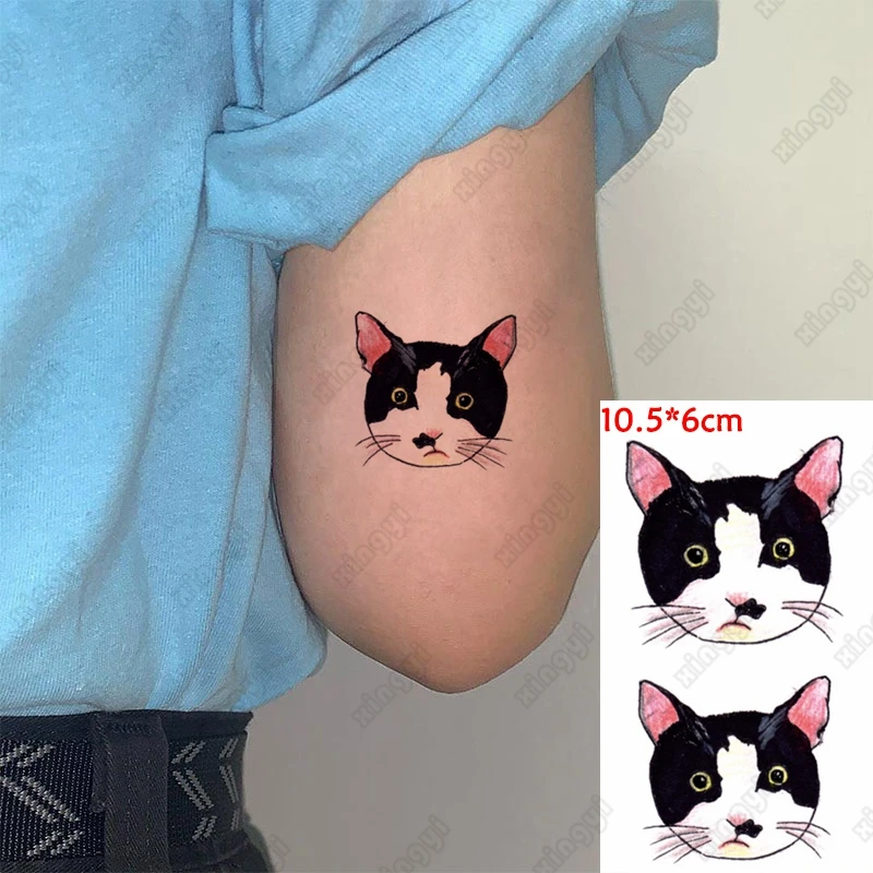 Водостойкая временная татуировка милые наклейки из мультфильмов Crayon Cat Tatoo