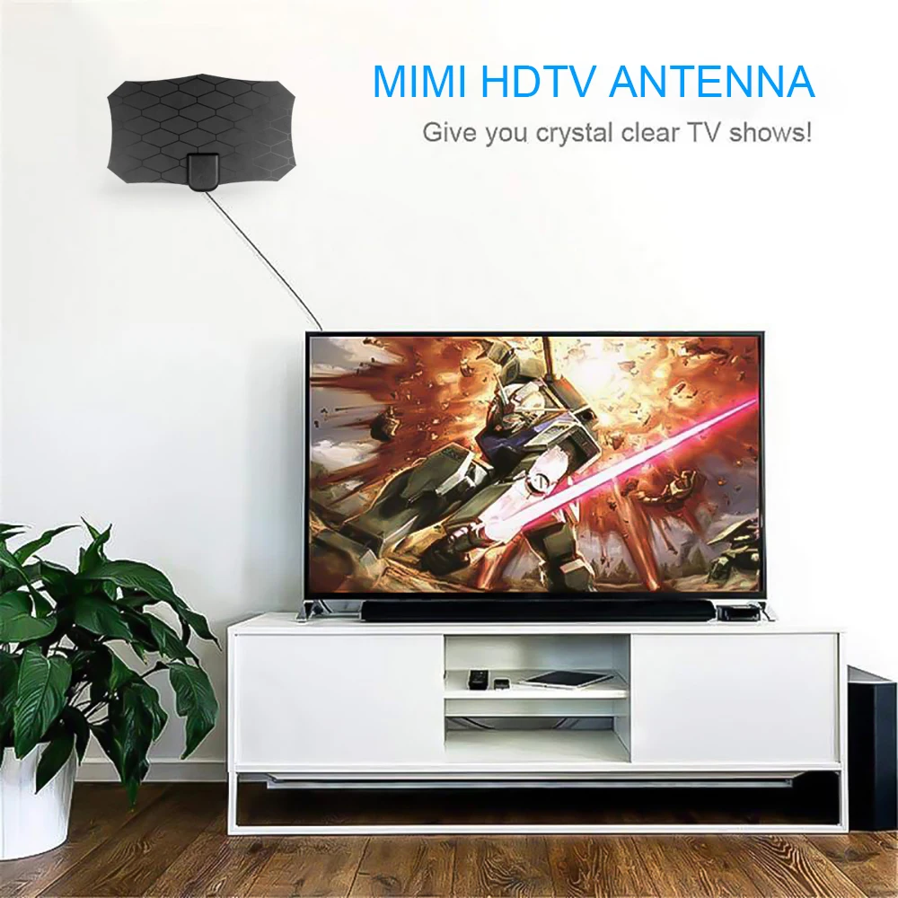 Kebidumei ТВ Антенна Внутренняя усиленная цифровая HD ТВ антенна 80 км 4K HD 1080P для DVB-T для Freeview ТВ для жизни местные каналы