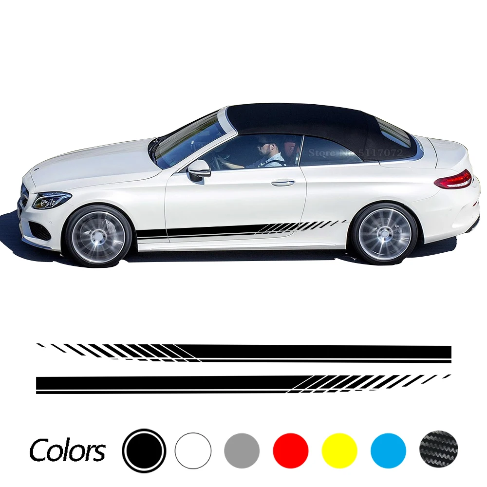 

Наклейка на боковую дверь автомобиля, 2 шт., длинная полоса, большая наклейка, виниловый Стайлинг для Mercedes Benz C Class W205 W204 C180 C200 C250 C300 C63 Coupe