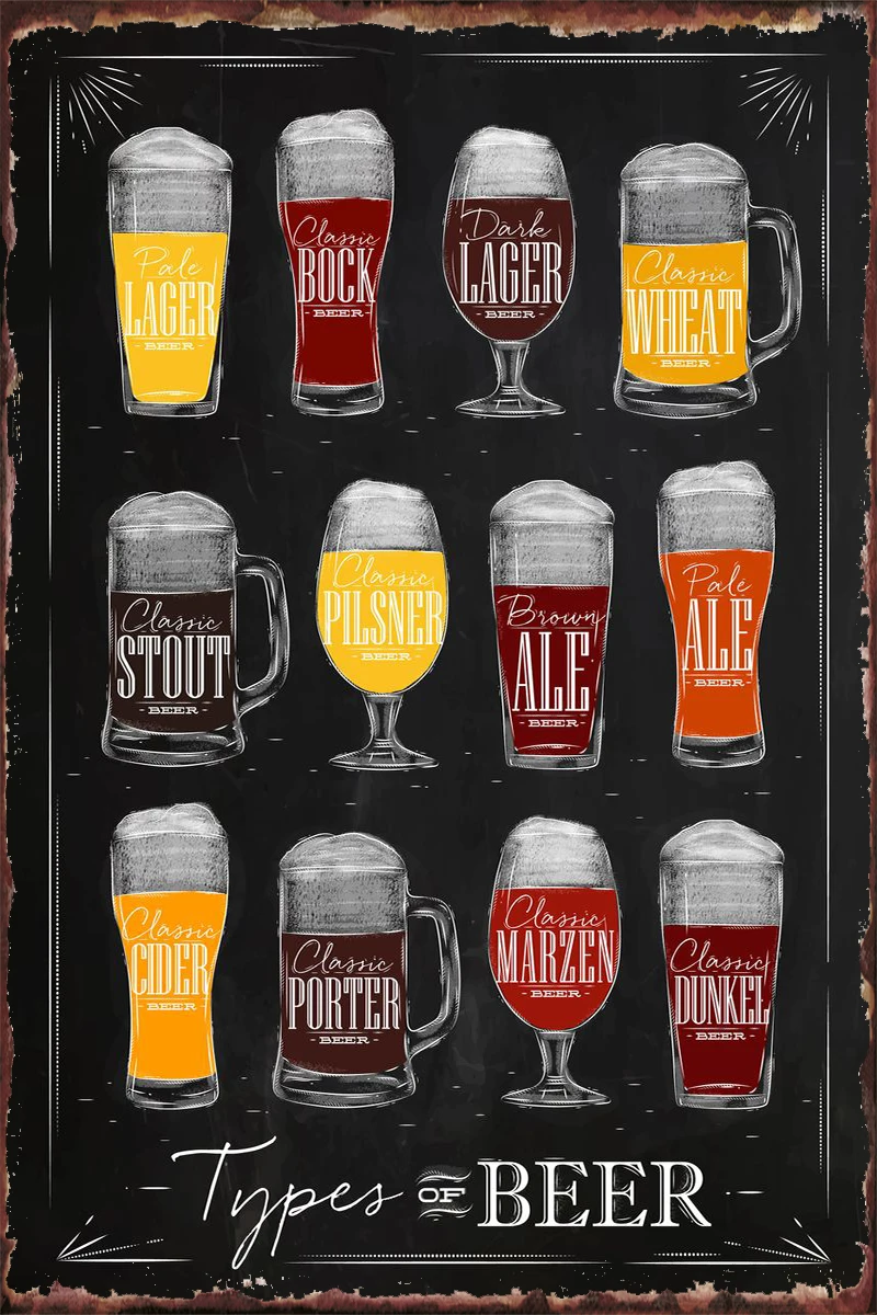 

Типы украшения пивной комнаты Ретро винтажный металлический знак оловянные таблички Настенный декор для художественного кафе паба дома кл...