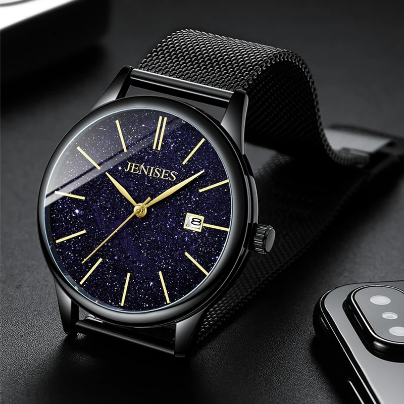 

Mens Watches Top Brand Luxury Fashion Starry Sky Watches Waterproof Quartz Watch For Men Stainless Steel Clock Military Watches