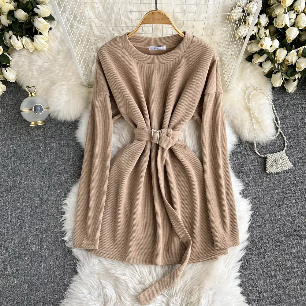

VANOVICH 2022 Autumn and Winter New Style Korean Mid-length Bottoming Sweater Women Hedging O-neck Long-sleeved Pullover Women
