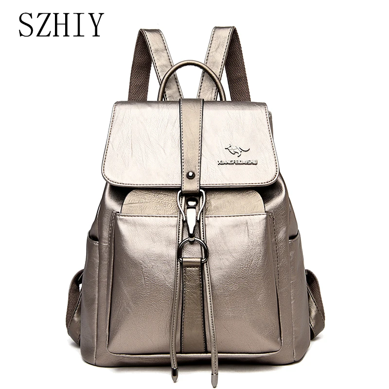 

Рюкзак женский кожаный, с несколькими карманами, винтажный