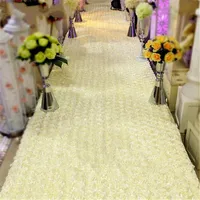 33 Feet Long 55 Inch Wide Milk White 3D Rose Petal Aisle Runner Carpet For Wedding Centerpieces Decoration Supplies Free Shippin