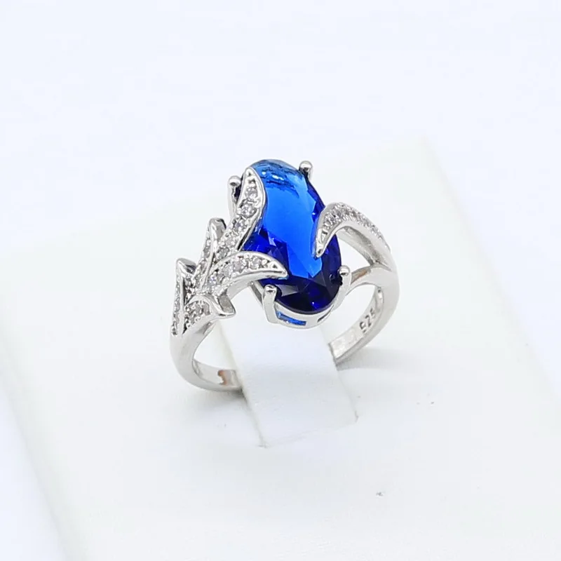 Королевский Голубой Кристалл 925 Серебряные Ювелирные наборы для женщин браслет