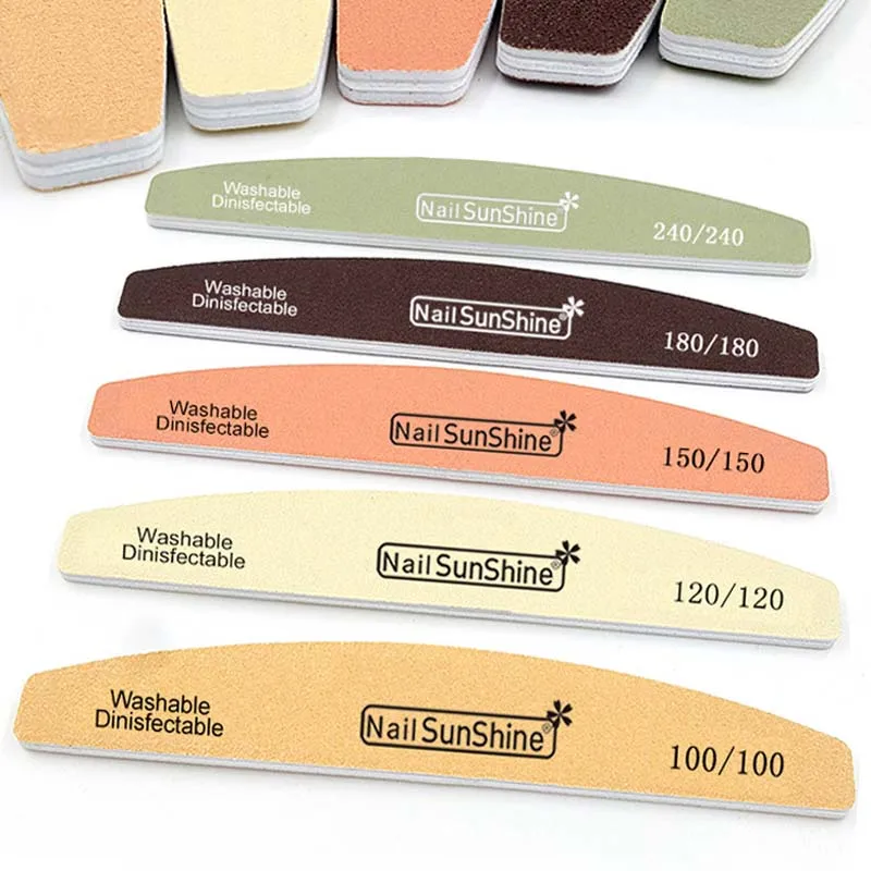 

5pcs Macaron Color Half Moon Nail File Buffer Double Side Sandpaper Nail File Sanding Blocks Grinding Polishing Tools