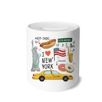i love new york hot dog donuts america texi money box saving banks ceramic coin case kids adults
