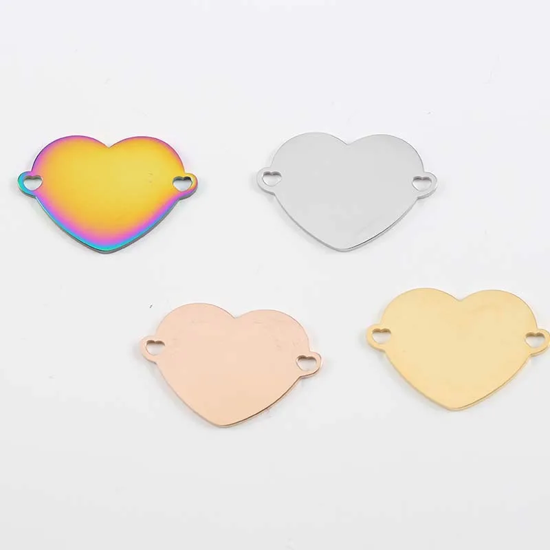

5pcs/Lot Real Stainless Steel Mirror Polish Heart Charms Connectors For Making Necklace Bracelet DIY Accessories