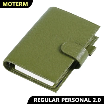 Moterm Regular 2.0 Series Personal Size Rings Planner Genuine Cowhide Pebbled Grain Notebook Organizer Journey Sketchbook Diary