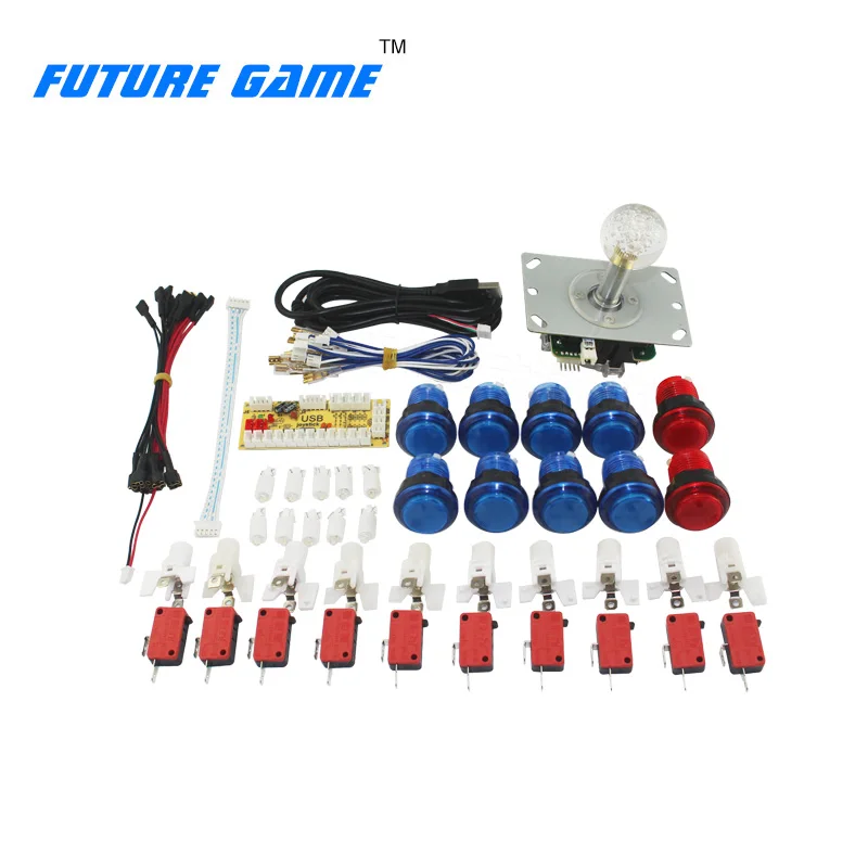 Синяя аркадная Кнопка комплект с микро переключателем 5p джойстик DIY компьютерная