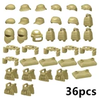 MOC, военные строительные блоки, игрушки WW2, армейские контейнерные пистолеты, солдаты, шляпа, жилет, пояс, кирпичи для детей