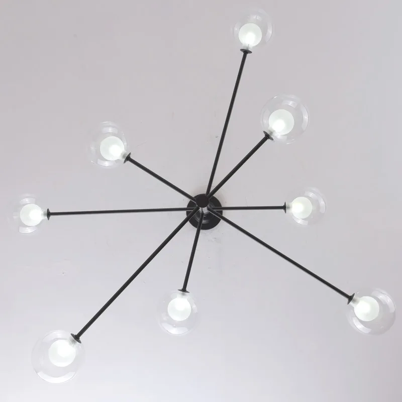 Скандинавские светодиодные люстры черные светильники современная стеклянная