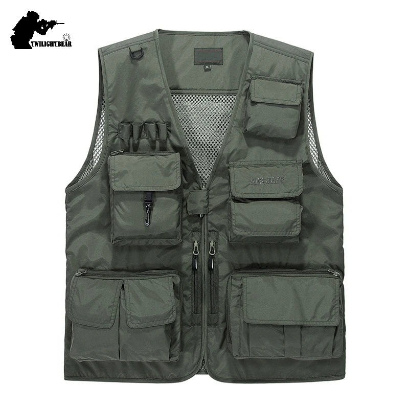 

Oversized Mesh Sleeveless Jacket Men Photographic Vest 6XL 7xl Multiple Pockets High Quality Fishing Tooling Vest AJ7898