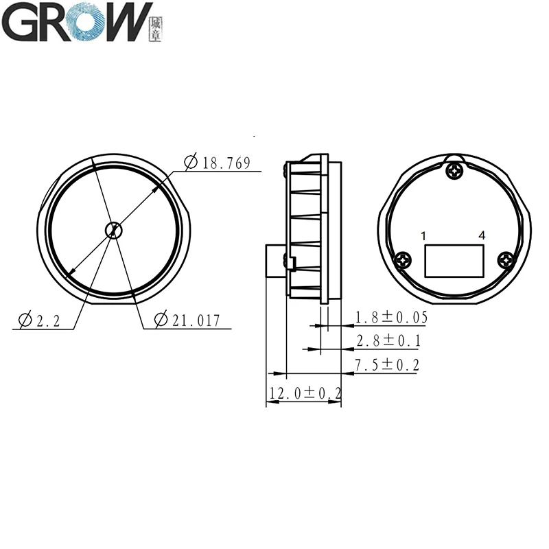 Кольцевой индикатор GROW GM60-S маленький круглый интерфейс UART 1D/2D модуль считывания