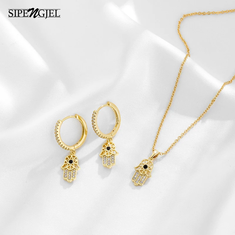 Женские серьги-кольца SIPENGJEL геометрические серьги с черным глазом и золотым