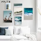 Настенное украшение в скандинавском стиле, постер с изображением морских волн, пляжа, пейзажа, Картина на холсте, скандинавский Декор для гостиной