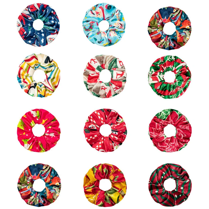 

Christmas Print Headband Elastic Hairband Soft Flannel Hair Tie Scrunchies Ponytail Holder Girls Women Sweet Hair Accessories