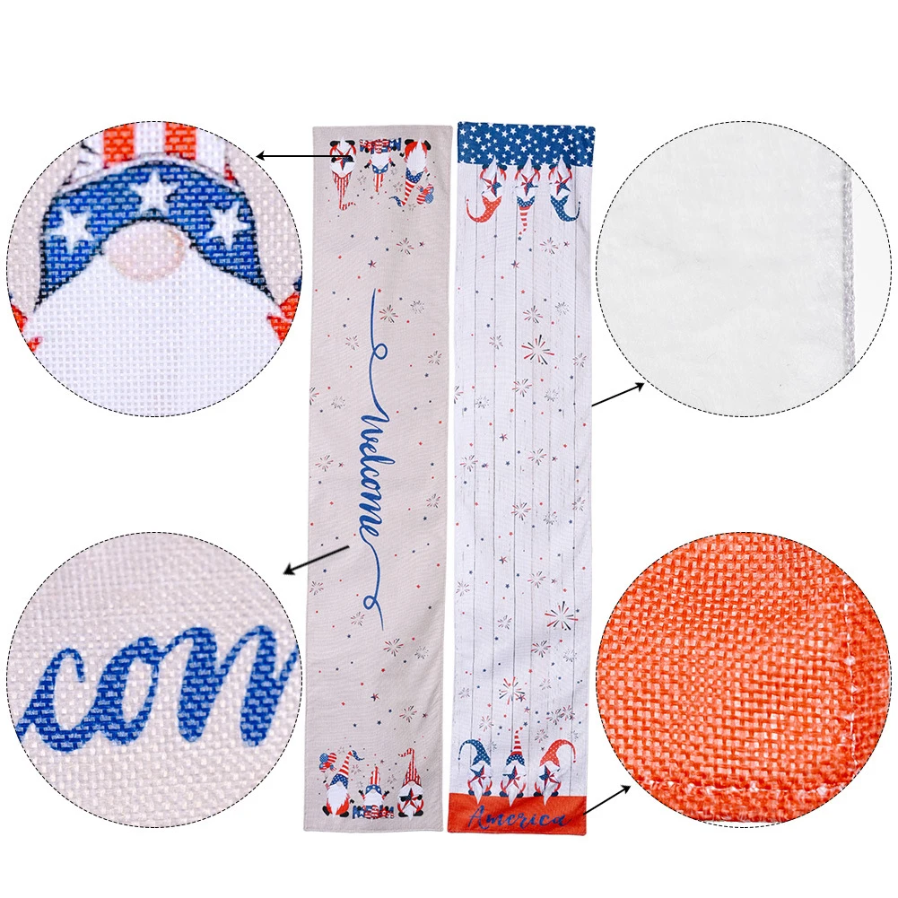 

Independence Day Gnome Table Runner 4th of July Linen Table Runner Gnome Independence Day Dresser Scarves