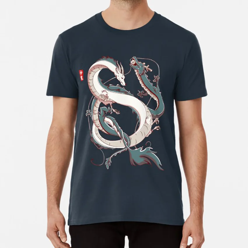 Японские драконы футболка Хаку Тихиро Унесенные призраками Хаяо Миядзаки Дракон