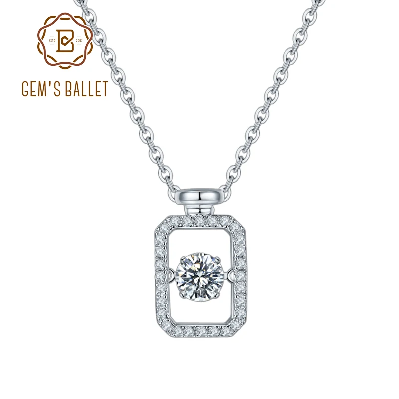 

GEM'S BALLET 5mm 925 Sterling Silver Rectangle Moissanite Pendant Twinkle Setting Necklace For Women Jewelry