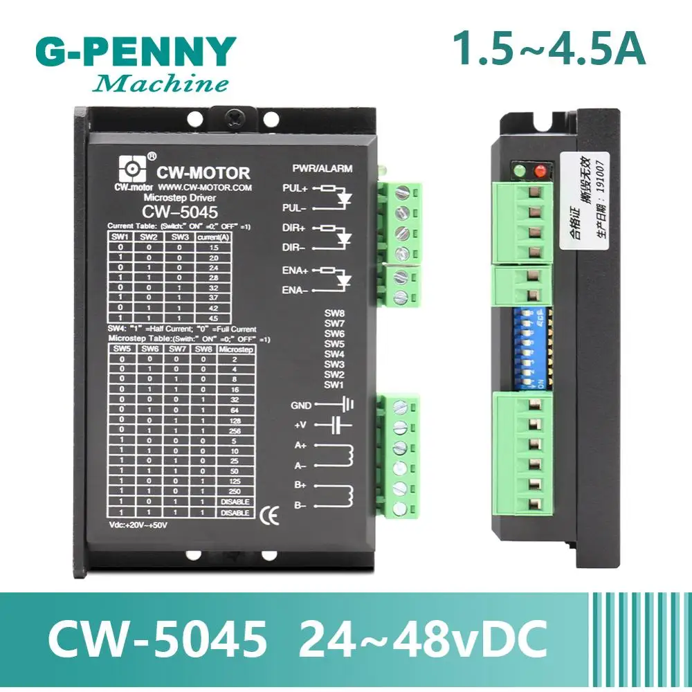 Драйвер шагового двигателя CNC Nema23 Nema34 CWD5045 2-фазный 1 5a-4.5A 24-50vDC драйвер 256 Micro step