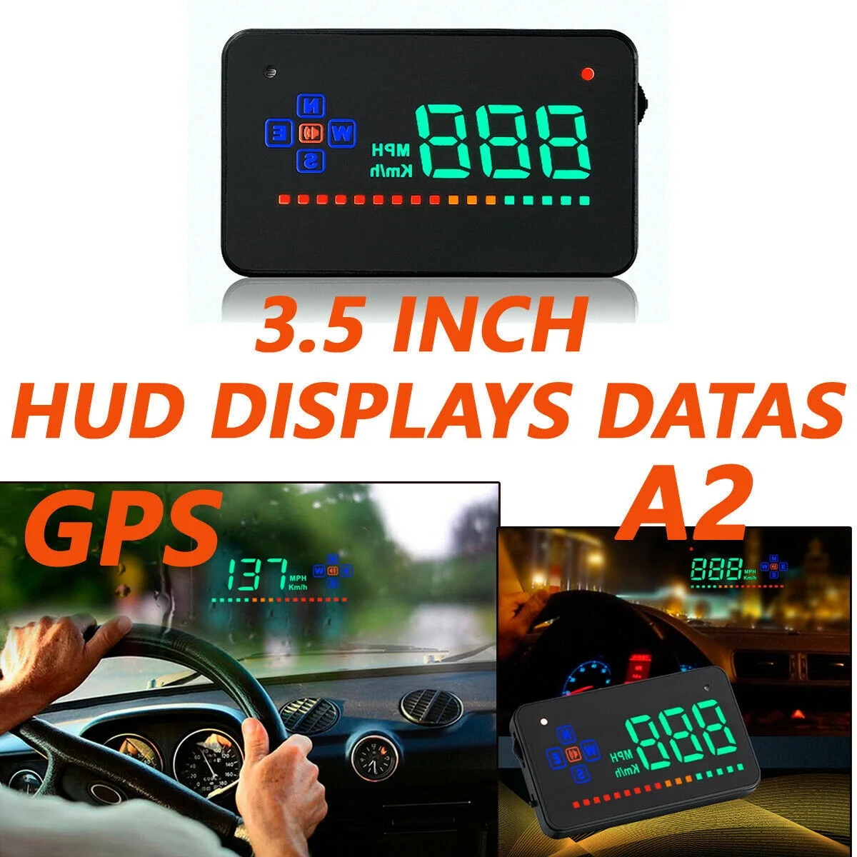 Vehicle-mounted digital GPS head-up display gauge speeding speedometer warning alarm vehicle electronics