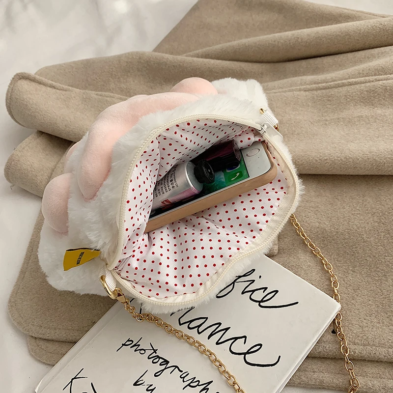 Женская сумка на плечо Bear paw пушистая женская сумка-мессенджер из искусственного