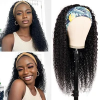headband wig human hair kinky curly for black women brazilian scarf wig 30 36 inch 150 density remy afro curly human hair wigs