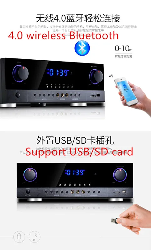 AK-3902.0 канал 600 Вт усилитель KTV проводной микрофон Bluetooth HiFi по требованию песня Цифровой HDMI обновление умный голос домашний кинотеатр Wi-Fi