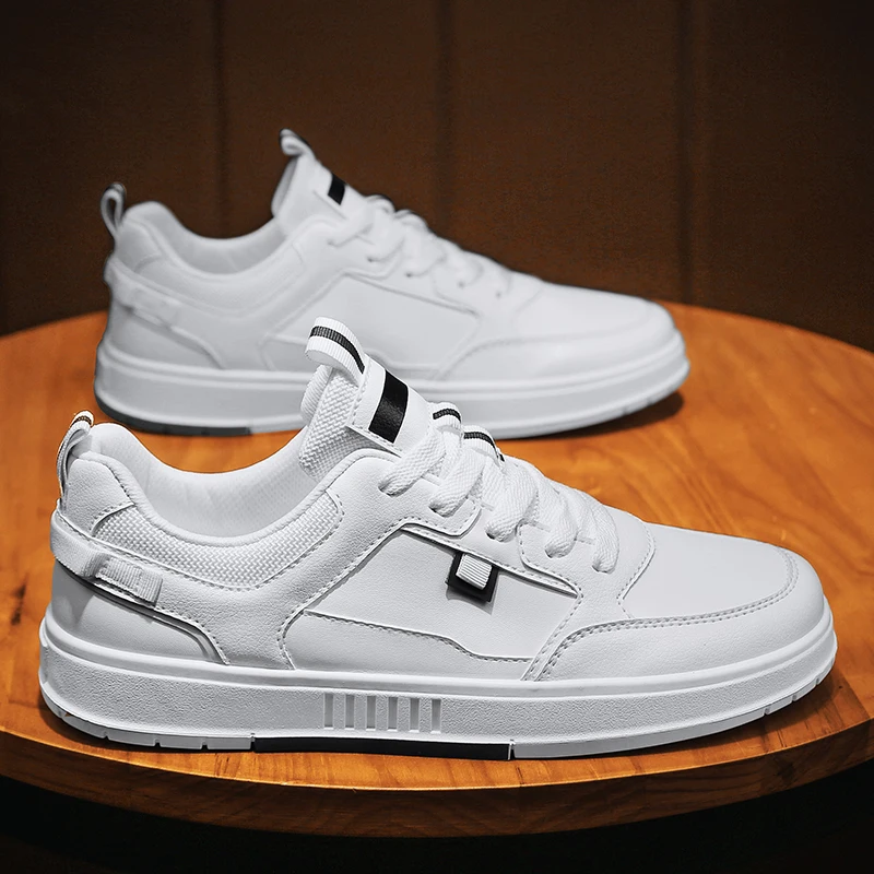 

CRLAYDK Men Shoes Casual Sneakers Footwear Skateboard Outdoor Walking Sports Slip On White Boys Teenagers Leather Chaussure