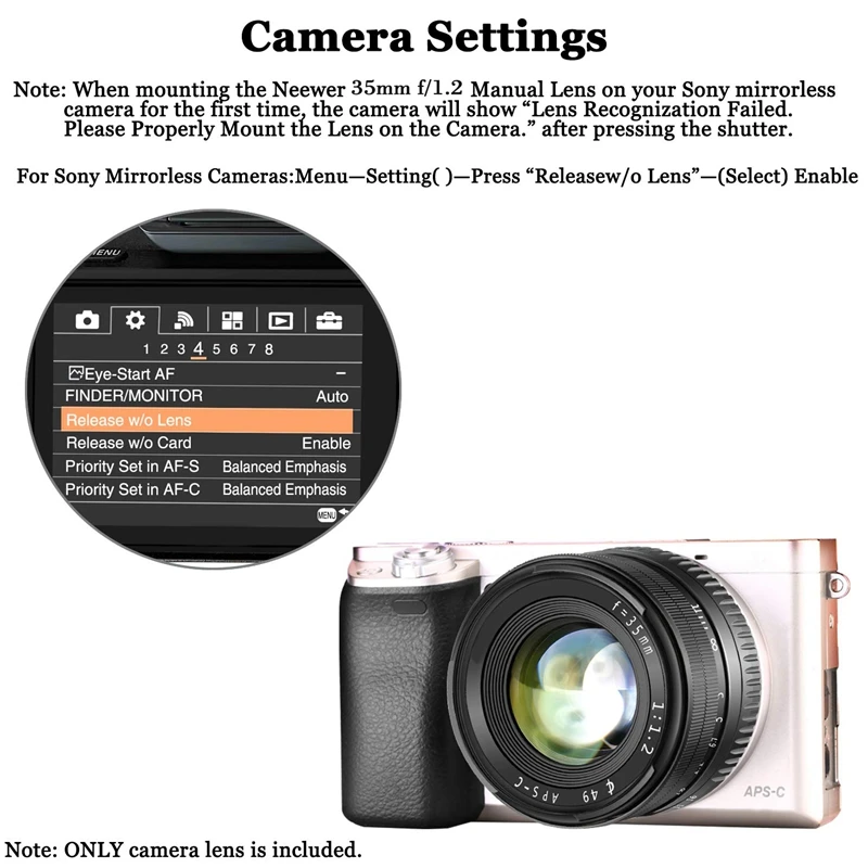 35 мм F1.2 Большая диафрагма Prime APS-C объектив камеры для Sony E-Mount цифровая камера s NEX 3 3N