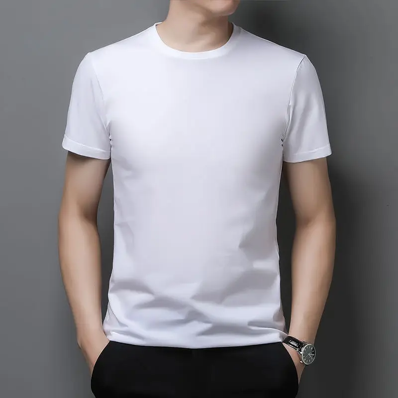 

Men's T-shirt Pure Cotton 2021 Summer New Short Sleeve Round Neck White Black Plain Color NBreathable Fashion College Couples