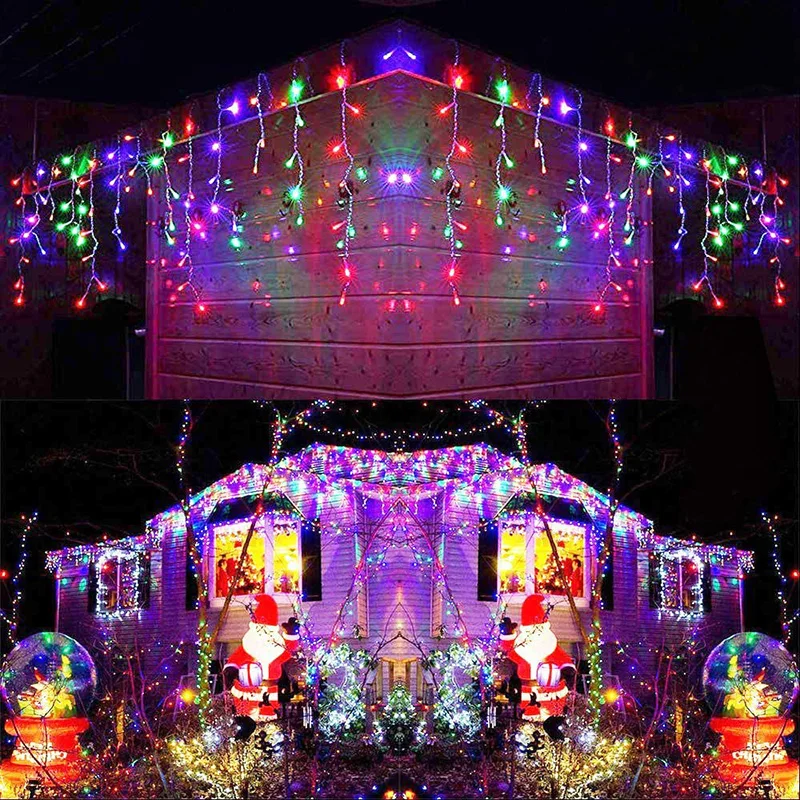 solar icicle string lights 6m 288led waterproof outdoor christmas light garland garden street tree house wedding party decor free global shipping