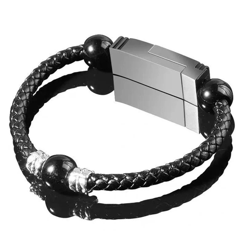 Черный Магнитный браслет Micro USB кабель для iPhone huawei Android мобильный телефон Быстрая зарядка usb type C кабель магнитное зарядное устройство провод шнур - Цвет: Черный