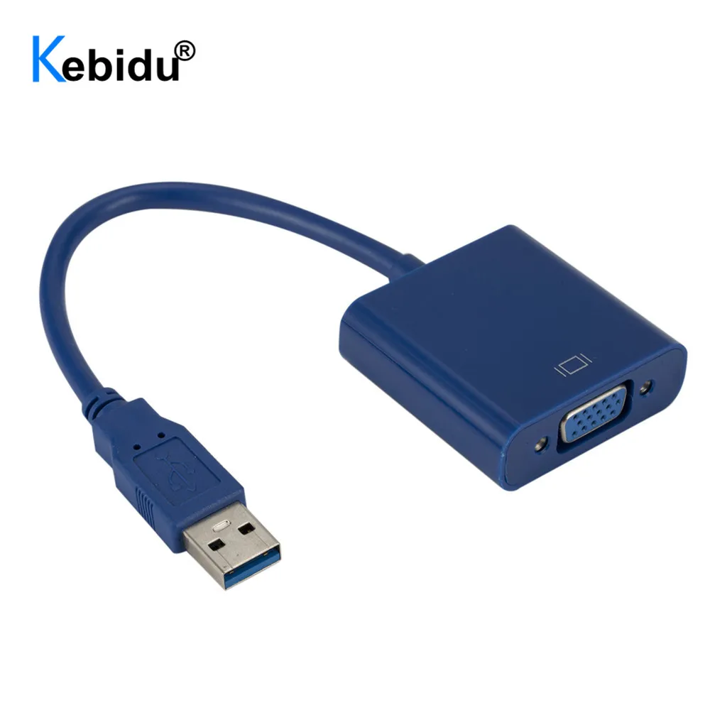 Kebidu VGA Adapter External USB 3.0 to Video Cable Multi Display Converter for Win 7/8/10 Desktop Laptop PC Monitor | Электроника