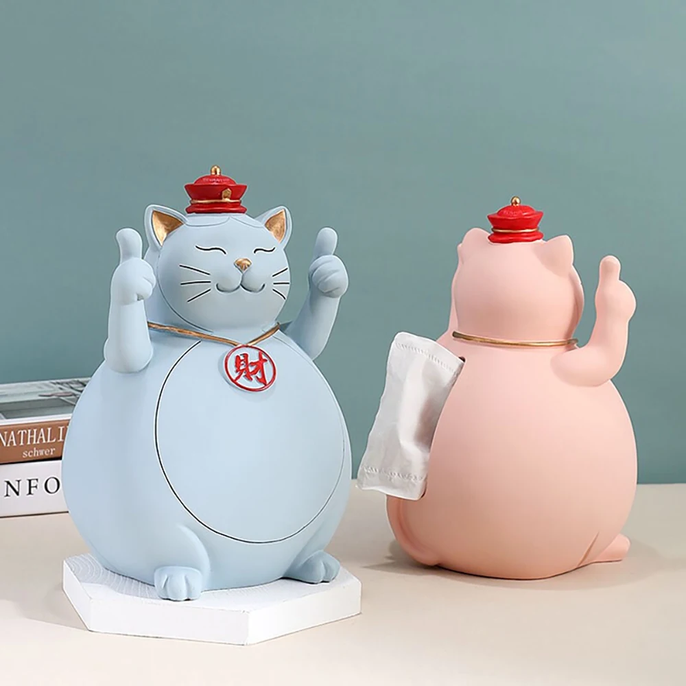 

Cute Cat Sculpture Resin Statue Tissue Storage Box Napkin Holder Home Decoration LivingRoom Decor Bedroom Ornament Figurine Gift