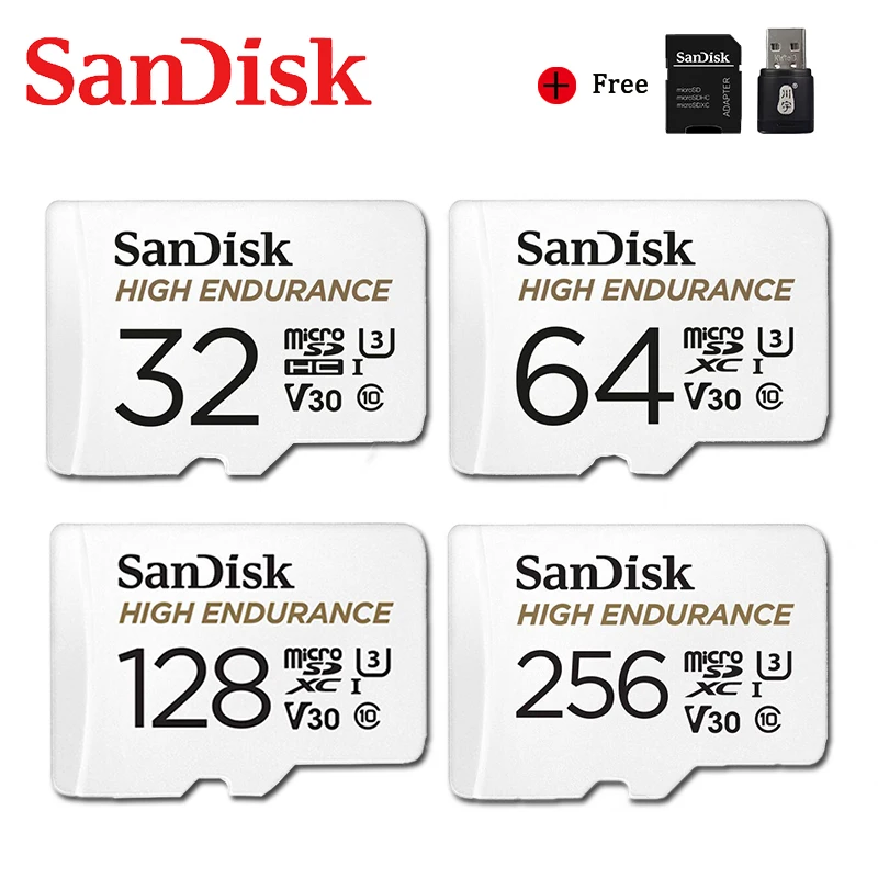 SanDisk HIGH ENDURANCE Micro SD 128GB 64GB 32GB 256GB Microsd Memory Card U3 V30 4K Flash MicroSD Card for Monitor Video Car DVR