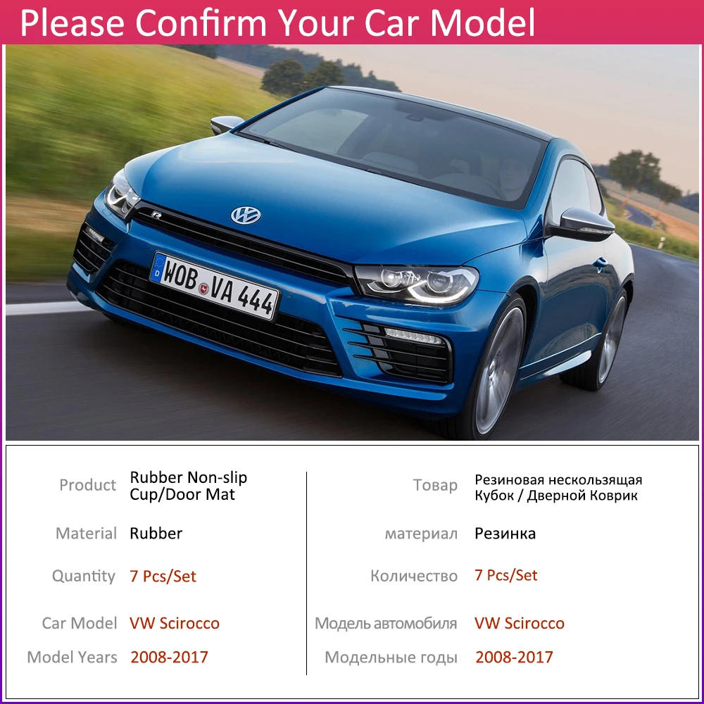 Anti-Slip Rubber Cup Cushion Door Groove Mat for VW Scirocco R GTS Volkswagen 2008~2017 2010 2012 2015 Accessories mat phone | Автомобили