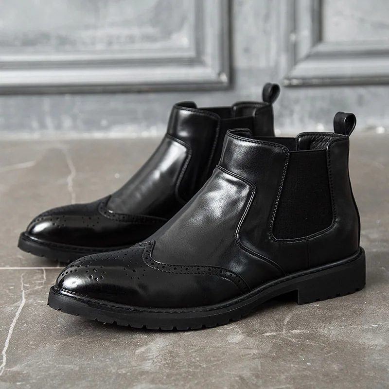 Итальянские брендовые Дизайнерские мужские ботинки челси для отдыха обувь с