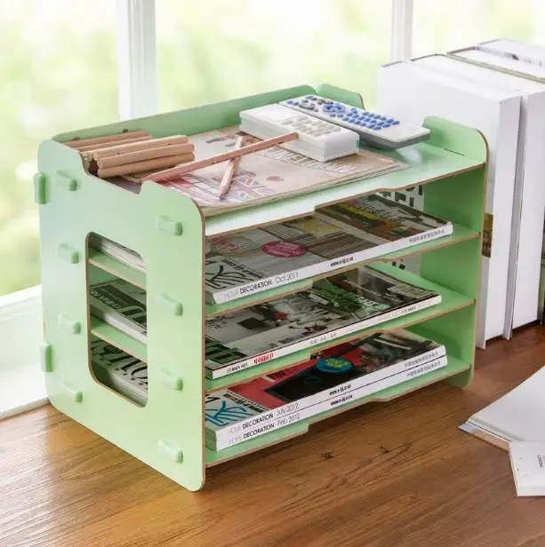 School Supplies Wooden Stationery Shelf Office Accessories Magazine Rack Desk Organizer File Holder