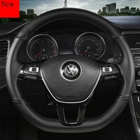 diy hand stitched leather suede car steering wheel cover for volkswagen magotan b8 b6 car accessories
