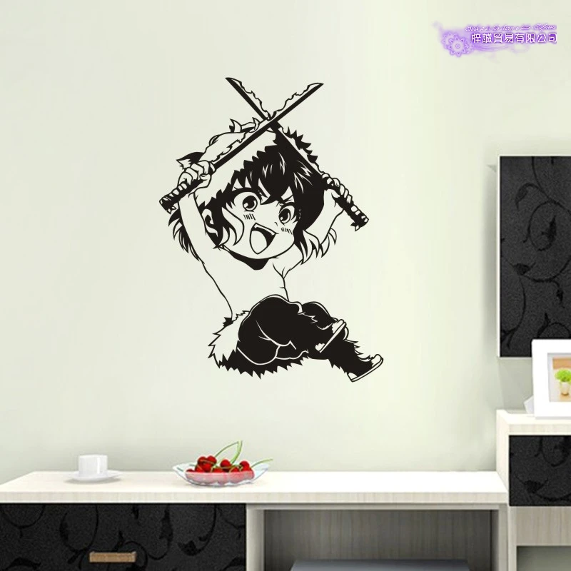 

Демон убийца Наклейка на стену Kimetsu без Yaiba винил Hashibira Inosuke стены Стикеры s Наклейка Декор домашнее украшение аниме автомобиля Стикеры