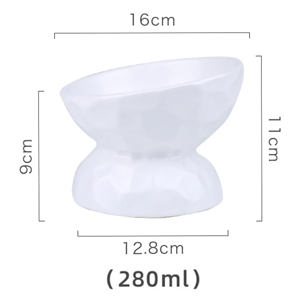 

Newly Ceramics Raised Cat Bowl Slanted Cat Bowl for Food Stress Free Angled Cat Bowl Less Regurgitating and Vomiting HG9