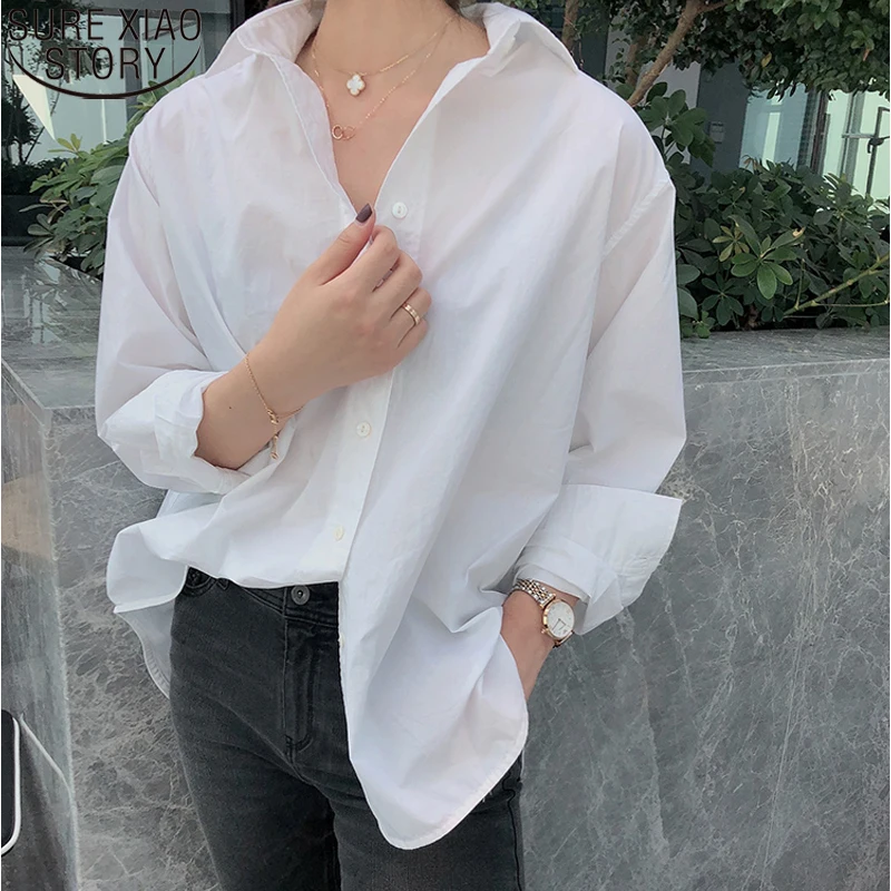 Рубашка женская Повседневная хлопковая с длинным рукавом Элегантная блузка