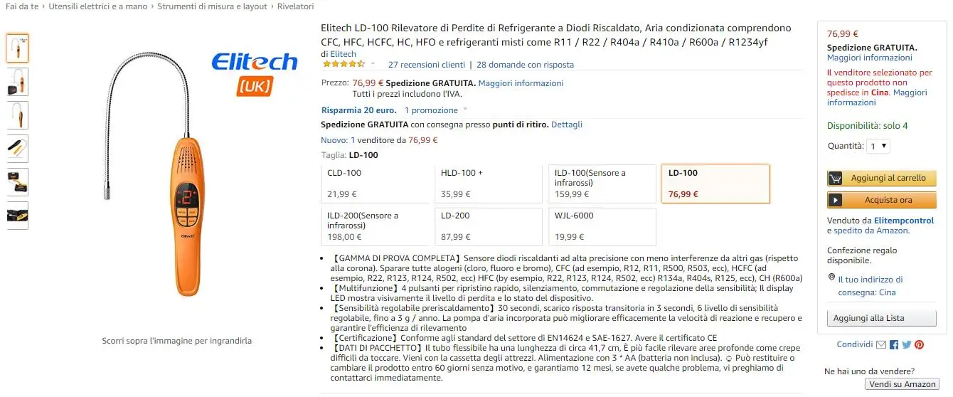 Elitech LD-100 ХФУ ГХФУ галогенные хладагенты обнаружитель утечки 【3 года гарантии 】