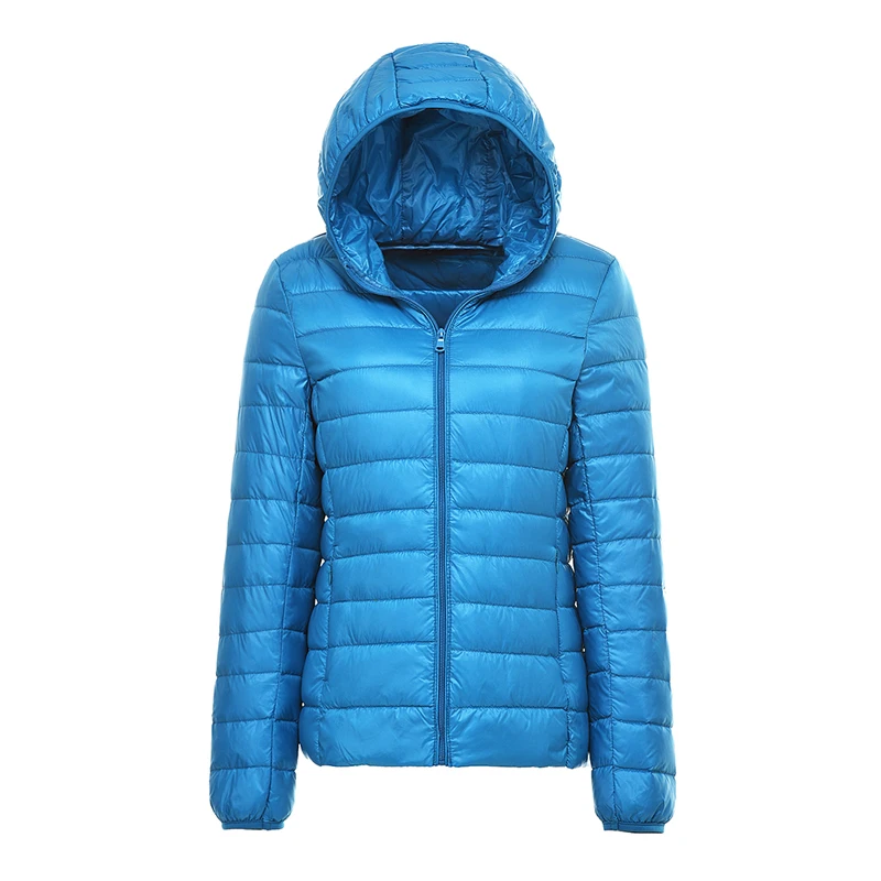 blue Sfit, женский пуховик, пальто, 90%, бархат, теплый пуховик, ультра-светильник, куртки с капюшоном, длинный рукав, тонкая парка, женская, одноцветная, переносная верхняя одежда - Цвет: blue