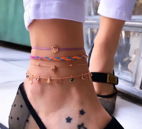 4 шт./компл. браслет на ногу из ракушек звезд кокосового дерева браслеты для