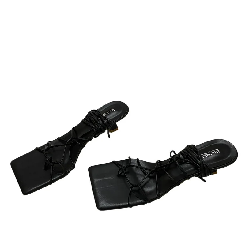 

Fashion Women Sandals Thin Low Heel Lace Up Rome Sandal Summer Gladiator Casual Sandal Narrow Band Shoes Big Size445